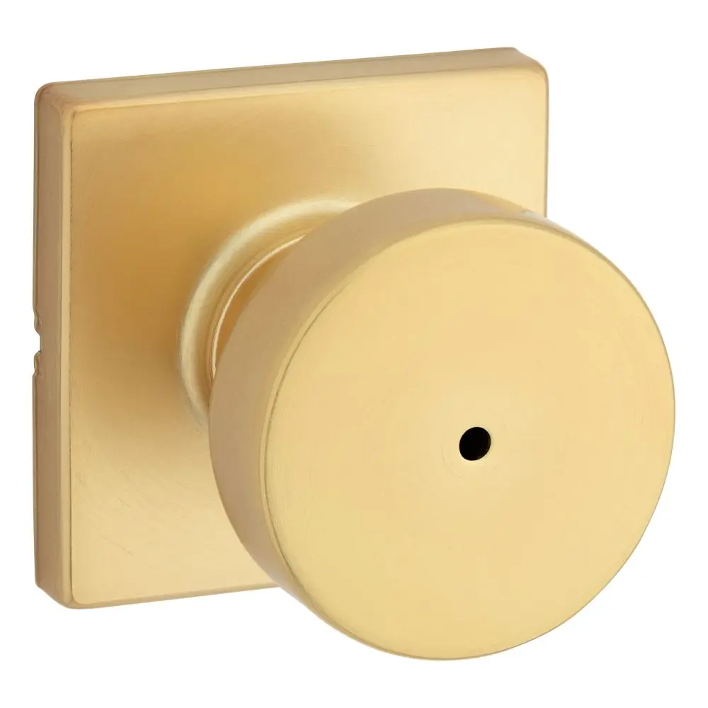 Kwikset Pismo Knob with Square Rose Privacy Lock with 6AL Latch and RCS Strike Satin Brass Finish 730PSKSQT-4 Kwikset Pismo Knob with Square Rose Privacy Lock with 6AL Latch and RCS Strike Satin Brass Finish 730PSKSQT-4
