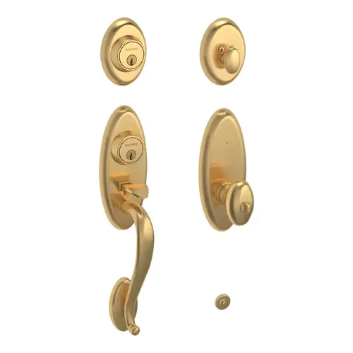 Landon Two Point Single Cylinder Tubular Handleset Lifetime Satin Brass Finish Landon Two Point Single Cylinder Tubular Handleset Lifetime Satin Brass Finish