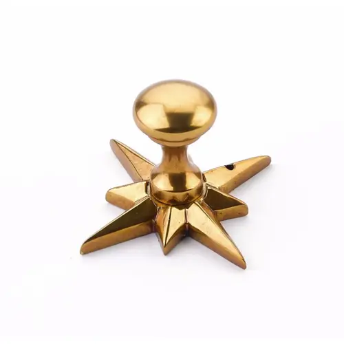 11/16" Sonata Round Cabinet Knob with Star Backplate Paris Brass Finish 11/16" Sonata Round Cabinet Knob with Star Backplate Paris Brass Finish