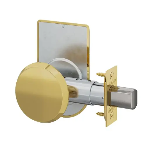 Grade 2 Turn by Blank Plate Deadbolt with 12287 Latch and 10094 Strike and Inside Locked Unlocked Indicator Bright Brass Finish Grade 2 Turn by Blank Plate Deadbolt with 12287 Latch and 10094 Strike and Inside Locked Unlocked Indicator Bright Brass Finish