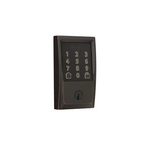 Century Encode Smart Wifi Deadbolt with 12351 Latch and 10116 Strike Aged Bronze by Bright Chrome Finish