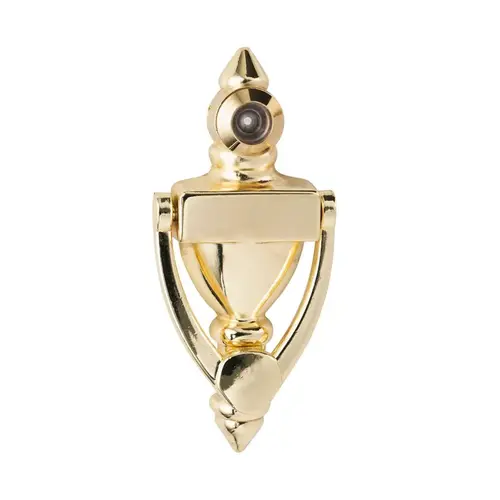 4" High Door Knocker with 160 Degree Viewer Bright Brass Finish 4" High Door Knocker with 160 Degree Viewer Bright Brass Finish