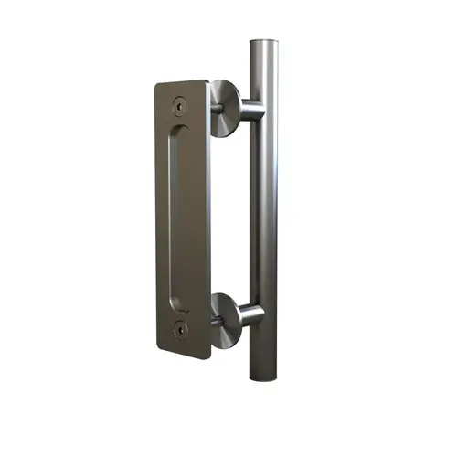 Handle with Flush Pull Satin Nickel Finish Handle with Flush Pull Satin Nickel Finish