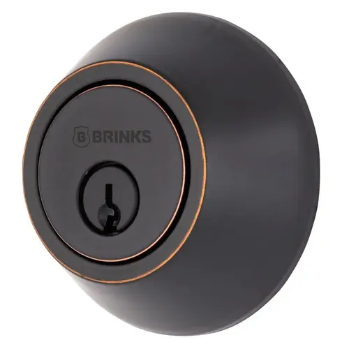 Raleigh Series Transitional Round Single Cylinder Deadbolt with 4 Way Adjustable Backset Tuscan Bronze Finish