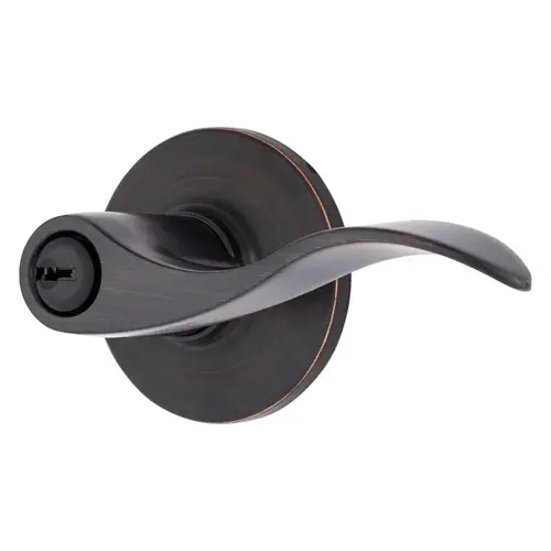 Raleigh Series Keyed Entry Transitional Wave Lever and Round Rose with 4 Way Adjustable Latch and Round Corner Full Lip Strike Tuscan Bronze Finish Raleigh Series Keyed Entry Transitional Wave Lever and Round Rose with 4 Way Adjustable Latch and Round Corner Full Lip Strike Tuscan Bronze Finish