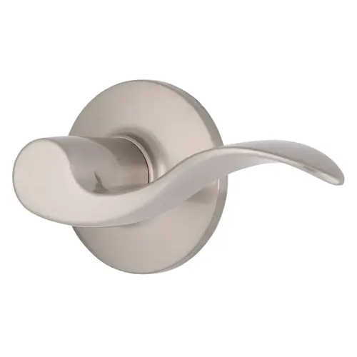 Raleigh Series Passage Transitional Wave Lever and Round Rose with 4 Way Adjustable Latch and Round Corner Full Lip Strike Satin Nickel Finish Raleigh Series Passage Transitional Wave Lever and Round Rose with 4 Way Adjustable Latch and Round Corner Full Lip Strike Satin Nickel Finish