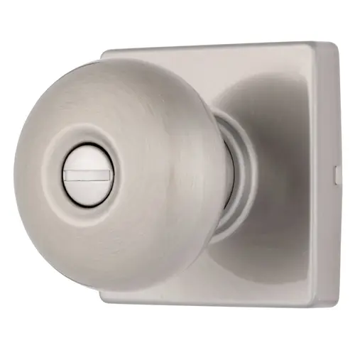 Mendocino Series Privacy Contemporary Ball Knob and Square Rose with 4 Way Adjustable Latch and Round Corner Full Lip Strike Satin Nickel Finish Mendocino Series Privacy Contemporary Ball Knob and Square Rose with 4 Way Adjustable Latch and Round Corner Full Lip Strike Satin Nickel Finish