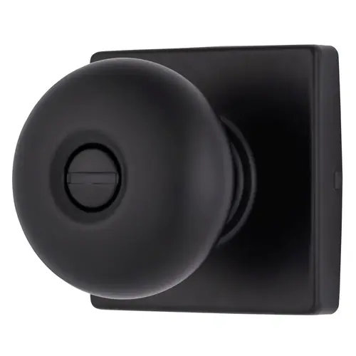 Mendocino Series Privacy Contemporary Ball Knob and Square Rose with 4 Way Adjustable Latch and Round Corner Full Lip Strike Matte Black Finish Mendocino Series Privacy Contemporary Ball Knob and Square Rose with 4 Way Adjustable Latch and Round Corner Full Lip Strike Matte Black Finish