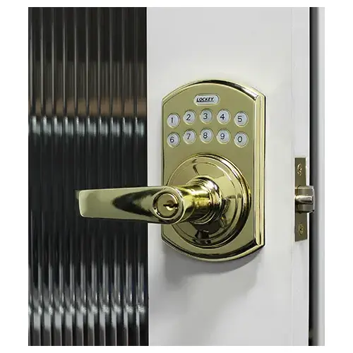 Electronic Keypad Lever Lock with Remote Control Bright Brass Finish