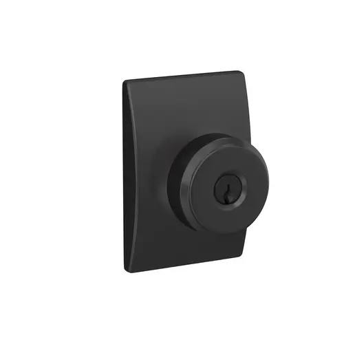 Bowery Knob by Latitude Lever with Century Rose Keyed Entry Lock C Keyway with 16211 Latch and 10063 Strike Matte Black Finish Bowery Knob by Latitude Lever with Century Rose Keyed Entry Lock C Keyway with 16211 Latch and 10063 Strike Matte Black Finish