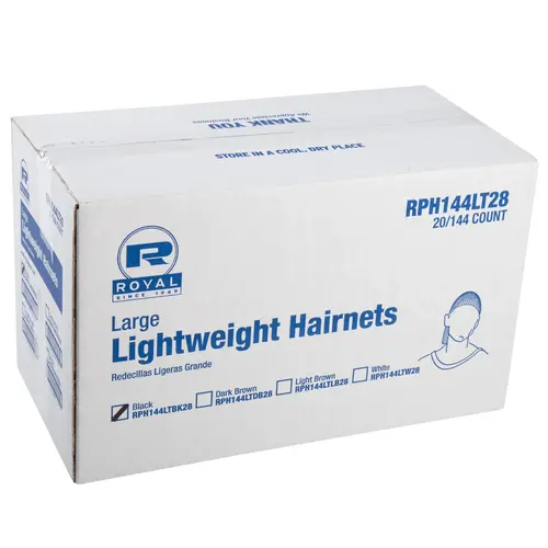 Royal 28 Inch Latex Free Light Brown Light Weight Hairnet, 144 Each