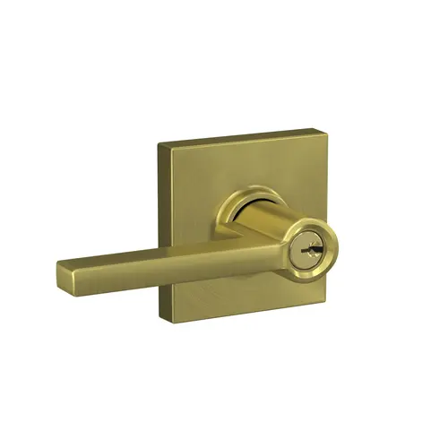 Latitude Lever with Collins Rose Storeroom Lock C Keyway with 16211 Latch and 10063 Strike Satin Brass Finish Latitude Lever with Collins Rose Storeroom Lock C Keyway with 16211 Latch and 10063 Strike Satin Brass Finish