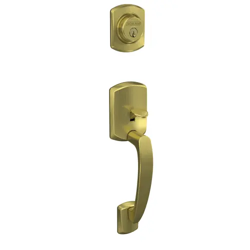 Custom Greenwich Exterior Active Handleset Only with C Keyway Satin Brass Finish Custom Greenwich Exterior Active Handleset Only with C Keyway Satin Brass Finish