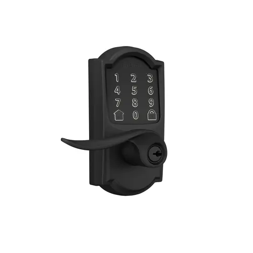 Camelot Encode Smart Wifi Touchscreen Sacramento Lever Lock with C Keyway; 16300 Latch; and 10063 Strike Matte Black Finish