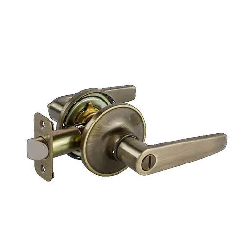Olympic Lever with Round Rose Privacy Lockset Grade 3 Antique Brass Finish Olympic Lever with Round Rose Privacy Lockset Grade 3 Antique Brass Finish