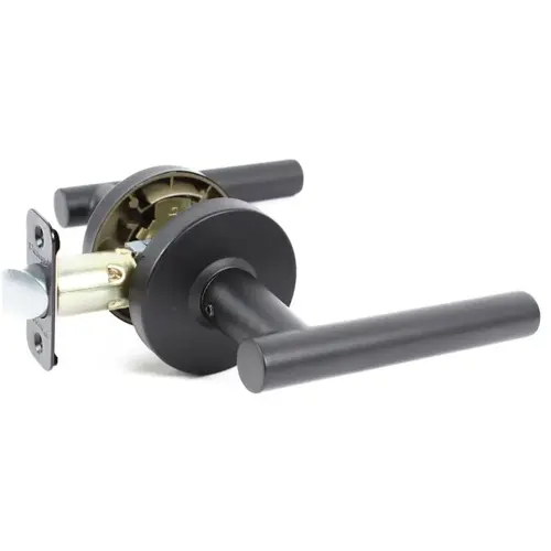 Mira Lever with Round Rose Passage Lockset Grade 3 Matte Black Finish Mira Lever with Round Rose Passage Lockset Grade 3 Matte Black Finish