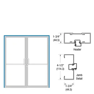 CRL-U.S. Aluminum 0B4221172 Clear Anodized Open Back Up and Over Frame for Pair of Doors Prepped for OP400 Offset Pivot Using Surface Closers