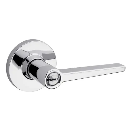 Daylon Lever with Round Rose Storeroom Lock with 4AL Latch and RCS Strike Bright Chrome Finish