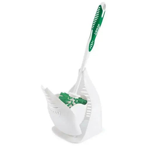 Designer Bowl Brush and Caddy, 1 in L Trim, PET Bristle, Polypropylene Holder, White Holder