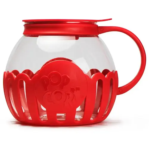 Micro-Pop DST Popcorn Popper, 3 qt Capacity, Glass, Red, Ergonomic Handle Micro-Pop DST Popcorn Popper, 3 qt Capacity, Glass, Red, Ergonomic Handle