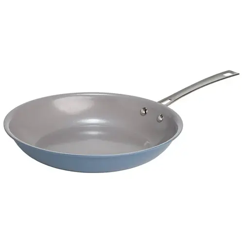 Fry Pan, 11 in Dia, Aluminum, Dusty Blue, Ceramic-Coated, Non-Stick: Yes, Dishwasher Safe: Yes