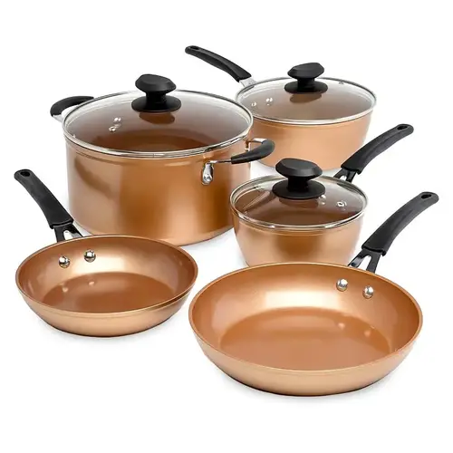 Endure Series EUCP-1208 Cookware Set, Aluminum/Stainless Steel, Copper, 8-Piece