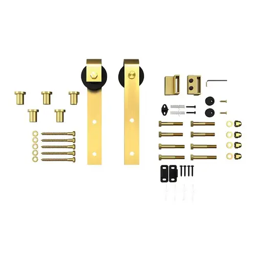 Barn Door Hardware Kit, 78-3/4 in L Track, Steel, Brushed, For: 36 in Doors Barn Door Hardware Kit, 78-3/4 in L Track, Steel, Brushed, For: 36 in Doors