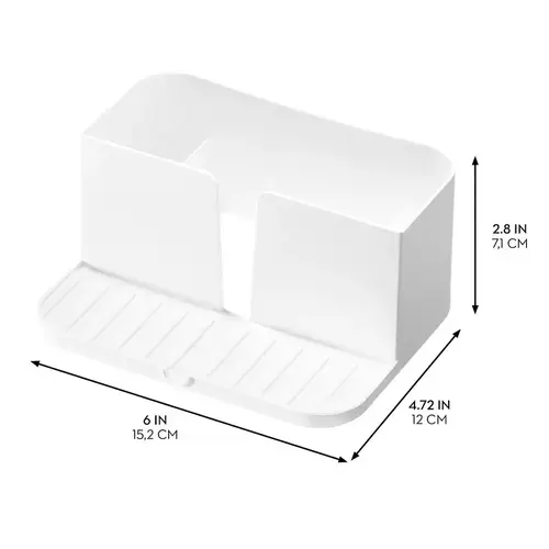 Sink Caddy, 15.2 cm L, 12 cm W, 7.3 cm H, Polypropylene, White Sink Caddy, 15.2 cm L, 12 cm W, 7.3 cm H, Polypropylene, White
