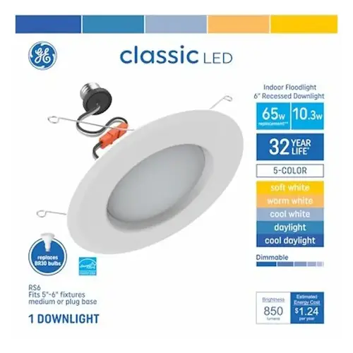 Recessed Downlight, 10.3 W, 120 V, LED Lamp
