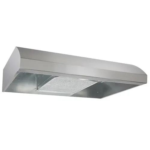 BXT1 Under-Cabinet Range Hood, 270 cfm, Convertible Built-In Vent, 30 in W, 18 in D, 6 in H, Steel