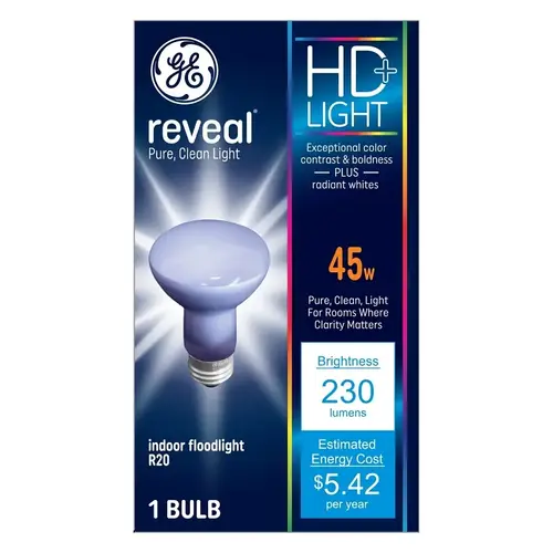 Halon Bulb, 45 W, Medium Lamp Base, R20 Lamp, 230 Lumens, 2650 K Color Temp, 2000 hr Avera Life