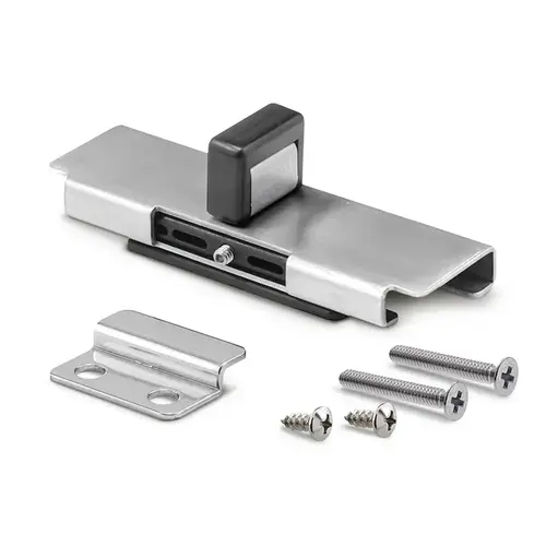 Slide Latch & Keeper with Fasteners, Stainless Steel   Inswing Restroom Partition Doors