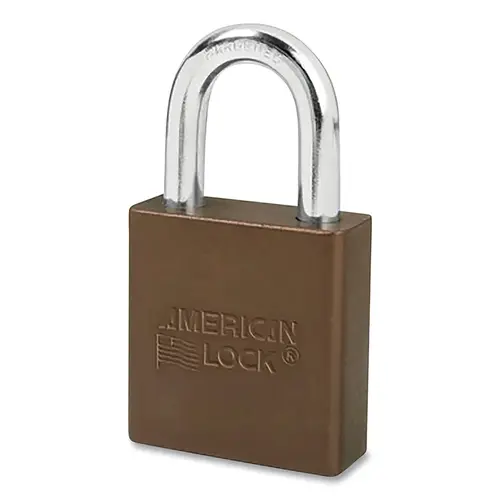 Solid Aluminum Padlock, 5/16 in dia, 1-1/8 in L, 3/4 in W, Brown, Keyed Alike, Keyed - 64748 Solid Aluminum Padlock, 5/16 in dia, 1-1/8 in L, 3/4 in W, Brown, Keyed Alike, Keyed - 64748