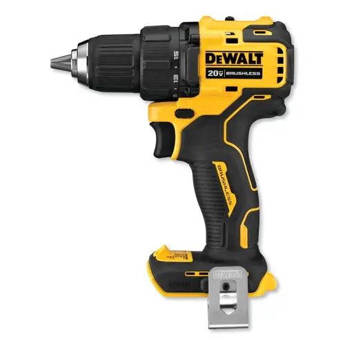 Cordless Drill/Driver, 20V MAX* Compact Brushless, 1/2 in Chuck, Includes DCD708/Belt Clip Cordless Drill/Driver, 20V MAX* Compact Brushless, 1/2 in Chuck, Includes DCD708/Belt Clip