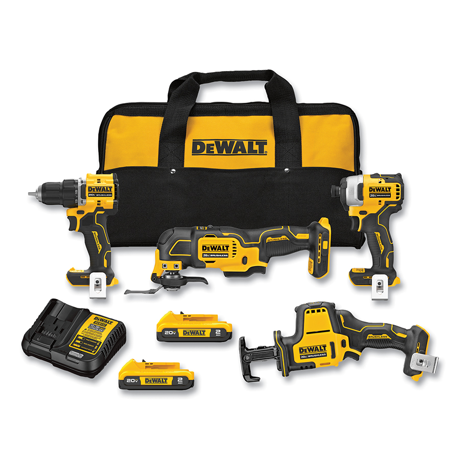 DEWALT DCK486D2 ATOMIC  20V MAX* Brushless 4-Tool Combo Kit, 20 V