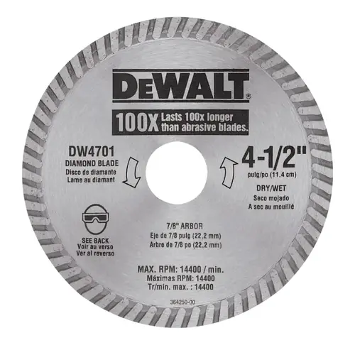 Continuous Rim Diamond Blades, 4 1/2 in Continuous Rim Diamond Blades, 4 1/2 in