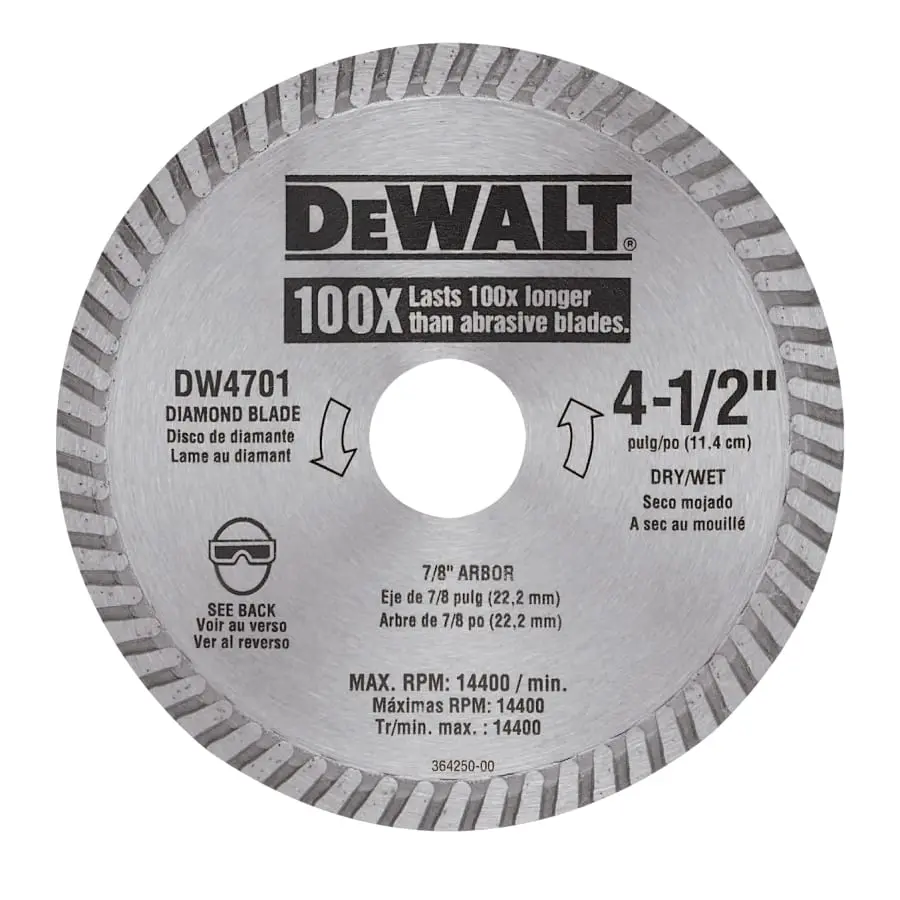 DEWALT Continuous Rim Diamond Blades 4 1/2 in DW4701 DEWALT Continuous Rim Diamond Blades 4 1/2 in DW4701