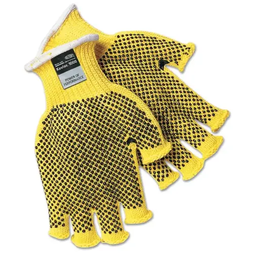 PVC Dotted Kevlar String Knit Gloves, Large, Knit-Wrist, Yellow, Dots 2 Side Pair PVC Dotted Kevlar String Knit Gloves, Large, Knit-Wrist, Yellow, Dots 2 Side Pair