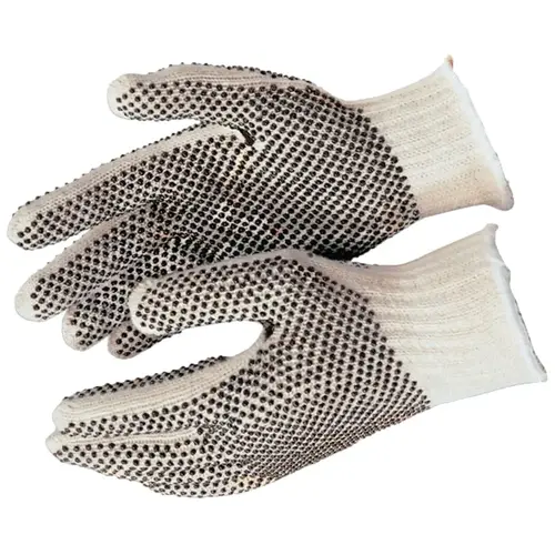 PVC Dot String Knit Gloves, X-Small, Natural, 2-Sided Dots Pair PVC Dot String Knit Gloves, X-Small, Natural, 2-Sided Dots Pair