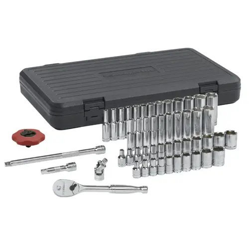 Mechanic Tool Set, 51-Pc 1/4 in Drive, SAE/Metric, 6 Point Mechanic Tool Set, 51-Pc 1/4 in Drive, SAE/Metric, 6 Point