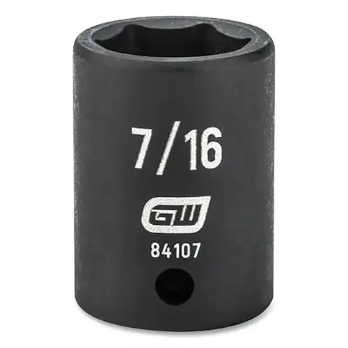 Impact Socket, 1/4 in Drive Size, 7/16 in Opening Size, 6-point, Standard Length Impact Socket, 1/4 in Drive Size, 7/16 in Opening Size, 6-point, Standard Length