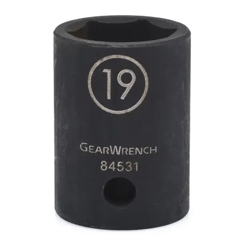 Impact Socket, 1/2 in Drive Size, 19 mm Opening Size, 6-point, Standard Length