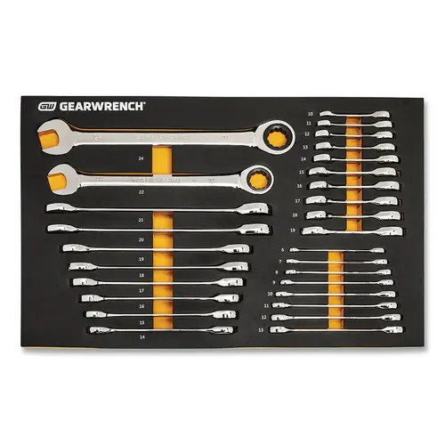 72T Modular Combination Ratcheting Wrench Tool Set, Metric, Includes Precut EVA Foam Tray, 28-Pc 72T Modular Combination Ratcheting Wrench Tool Set, Metric, Includes Precut EVA Foam Tray, 28-Pc