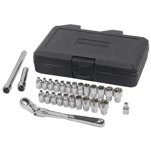 Pass-Thru  Vortex  Ratchet Sets, 27 Pc, 1/4 in, 6 Point