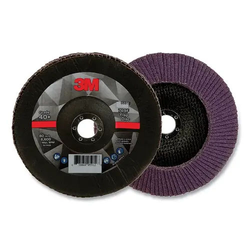 Flap Disc 769F, 7 in dia, 40+ Grit, 0.875 in arbor, 8600 RPM - pack of 5 Flap Disc 769F, 7 in dia, 40+ Grit, 0.875 in arbor, 8600 RPM - pack of 5
