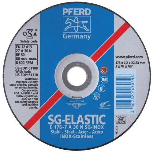 Type 27 Depressed Center Wheel, 4 1/2 in Dia, 1/8 in Thick, 46 Grit, Alum Oxide Gray Type 27 Depressed Center Wheel, 4 1/2 in Dia, 1/8 in Thick, 46 Grit, Alum Oxide Gray