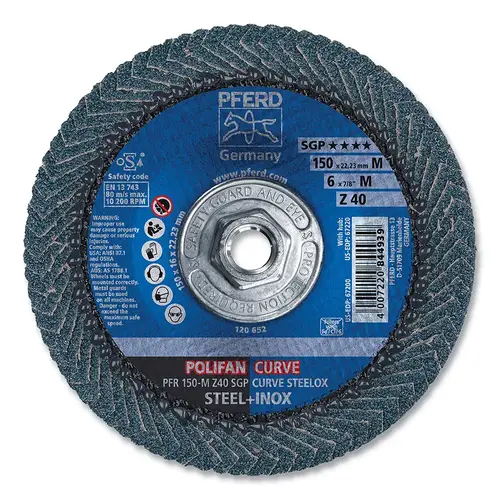 6" X 5/8-11 POLIFAN CURVE FLAP DISC 40 GRIT - pack of 10 6" X 5/8-11 POLIFAN CURVE FLAP DISC 40 GRIT - pack of 10