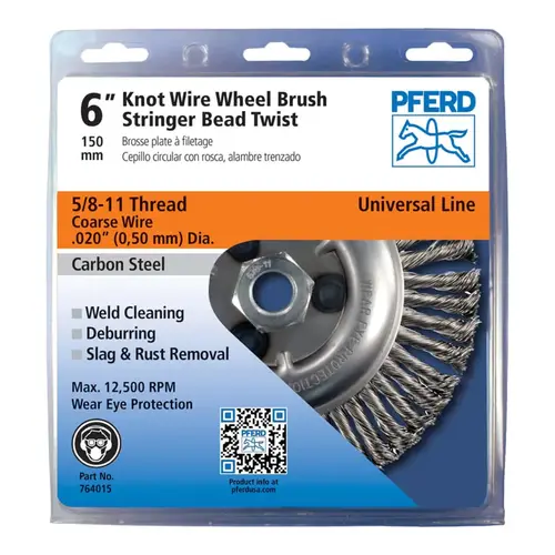 Economy Power Brushes, 6 in Dia., 5/8 in - 11, 48 Knots, 12,500 rpm - pack of 5
