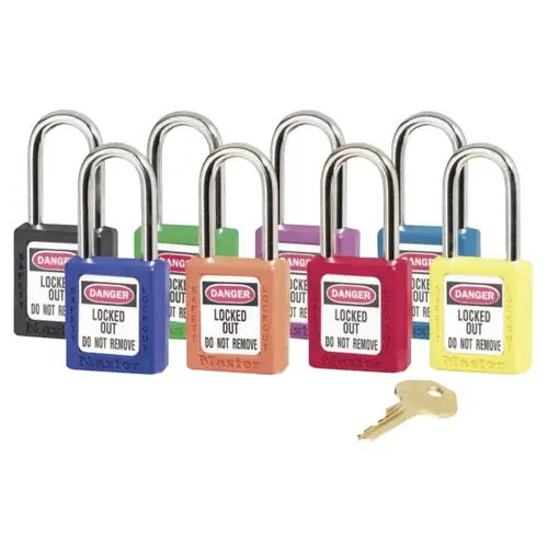 Zenex Thermoplastic Safety Lockout Padlock, 410, 1-1/2 W x 1-3/4 H Body, 1-1/2 in H Shackle, KA, Red - pack of 3 Zenex Thermoplastic Safety Lockout Padlock, 410, 1-1/2 W x 1-3/4 H Body, 1-1/2 in H Shackle, KA, Red - pack of 3