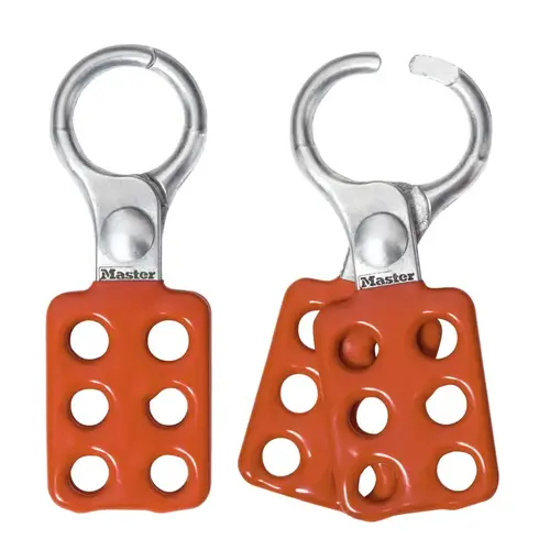Safety Series Lockout Hasp, Aluminum, 1-1/2 in W x 4-3/8 in L, 1 in Jaw dia Red Safety Series Lockout Hasp, Aluminum, 1-1/2 in W x 4-3/8 in L, 1 in Jaw dia Red